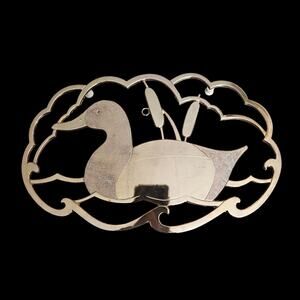 Vintage Wm A Rogers Duck Trivet Gold Tone Metal Wall Hanging Japan 10x6.5 w Box